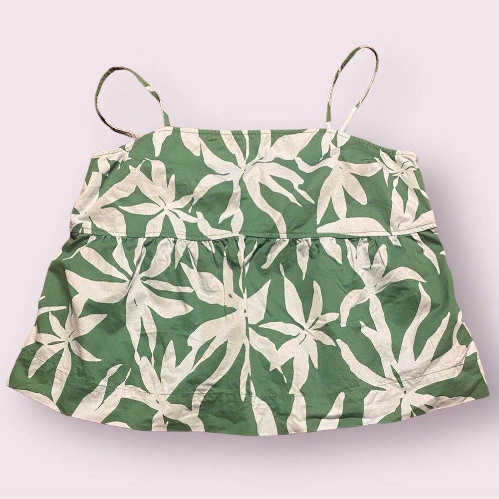 Free Assembly Tropical Print Tank Top Plus Size XL Green and Blue